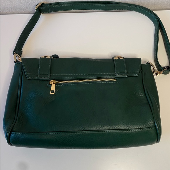 NWT MMS Design Studio Gold Studded Forest Green Vegan Leather Satchel Handbag - Picture 5 of 7